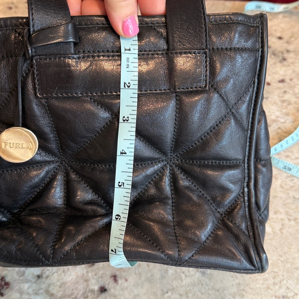 Furla Black Quilted Leather Tote with Gold Medallion - Picture 10 of 10